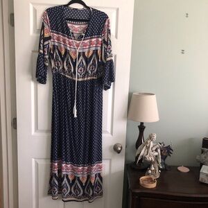 Shein navy boho maxi dress in size 2xl